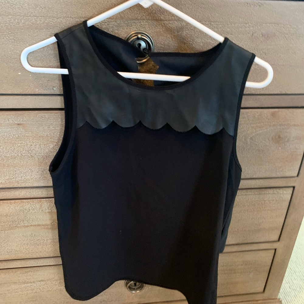 41 Hawthorn black and leather tank top blouse